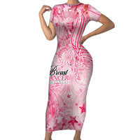 Breast Cancer Awareness Month Family Matching Short Sleeve Bodycon Dress and Hawaiian Shirt Butterfly Polynesia Watercolor Pink DT02 Mom's Dress Pink - Polynesian Pride