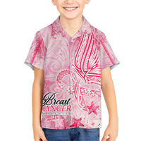 Breast Cancer Awareness Month Family Matching Short Sleeve Bodycon Dress and Hawaiian Shirt Butterfly Polynesia Watercolor Pink DT02 Son's Shirt Pink - Polynesian Pride