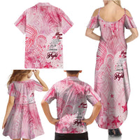 Breast Cancer Awareness Month Family Matching Summer Maxi Dress and Hawaiian Shirt Butterfly Polynesia Watercolor Pink DT02 - Polynesian Pride