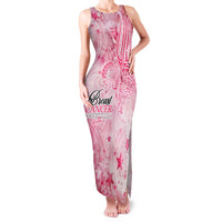 Breast Cancer Awareness Month Family Matching Tank Maxi Dress and Hawaiian Shirt Butterfly Polynesia Watercolor Pink DT02 Mom's Dress Pink - Polynesian Pride