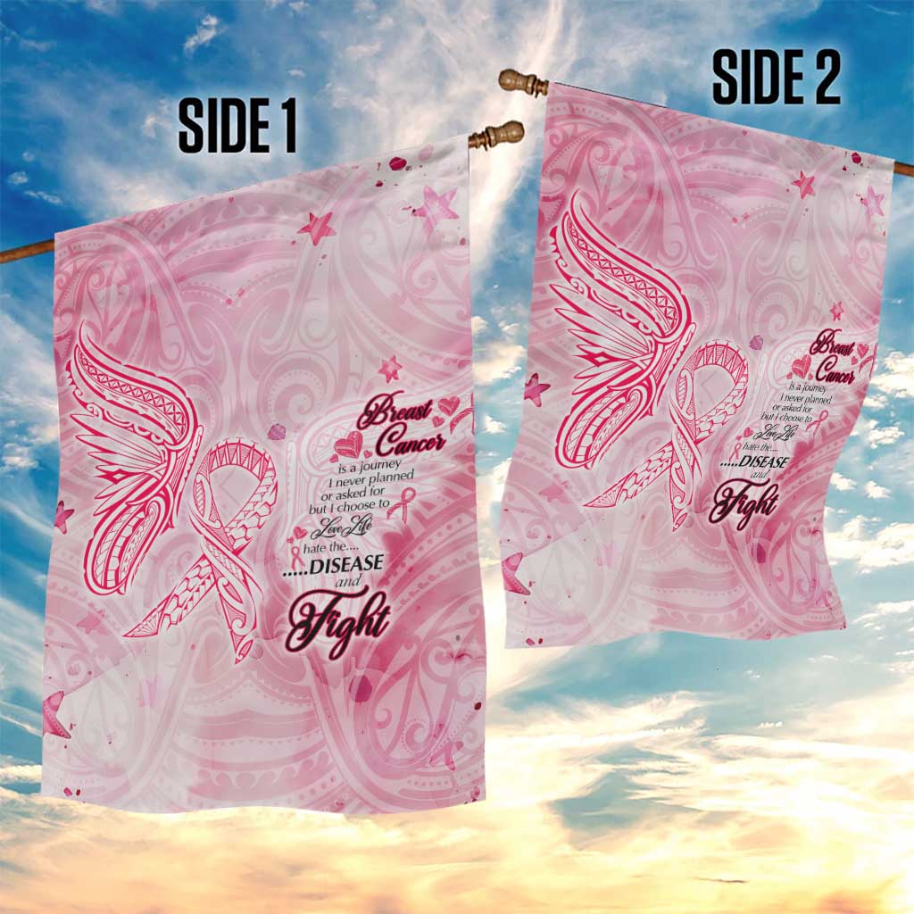 Breast Cancer Awareness Month Garden Flag Butterfly Polynesia Watercolor Pink DT02 - Polynesian Pride