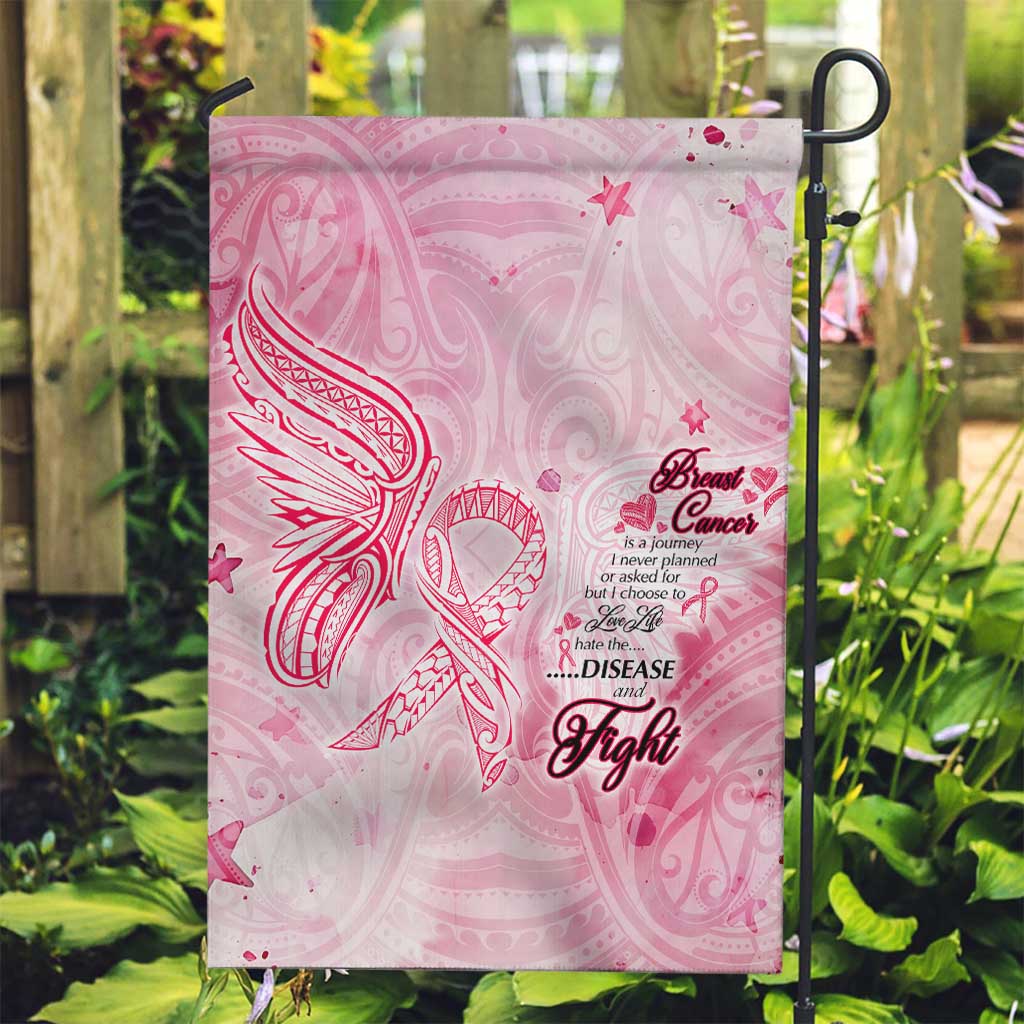 Breast Cancer Awareness Month Garden Flag Butterfly Polynesia Watercolor Pink DT02 Garden Flag Pink - Polynesian Pride