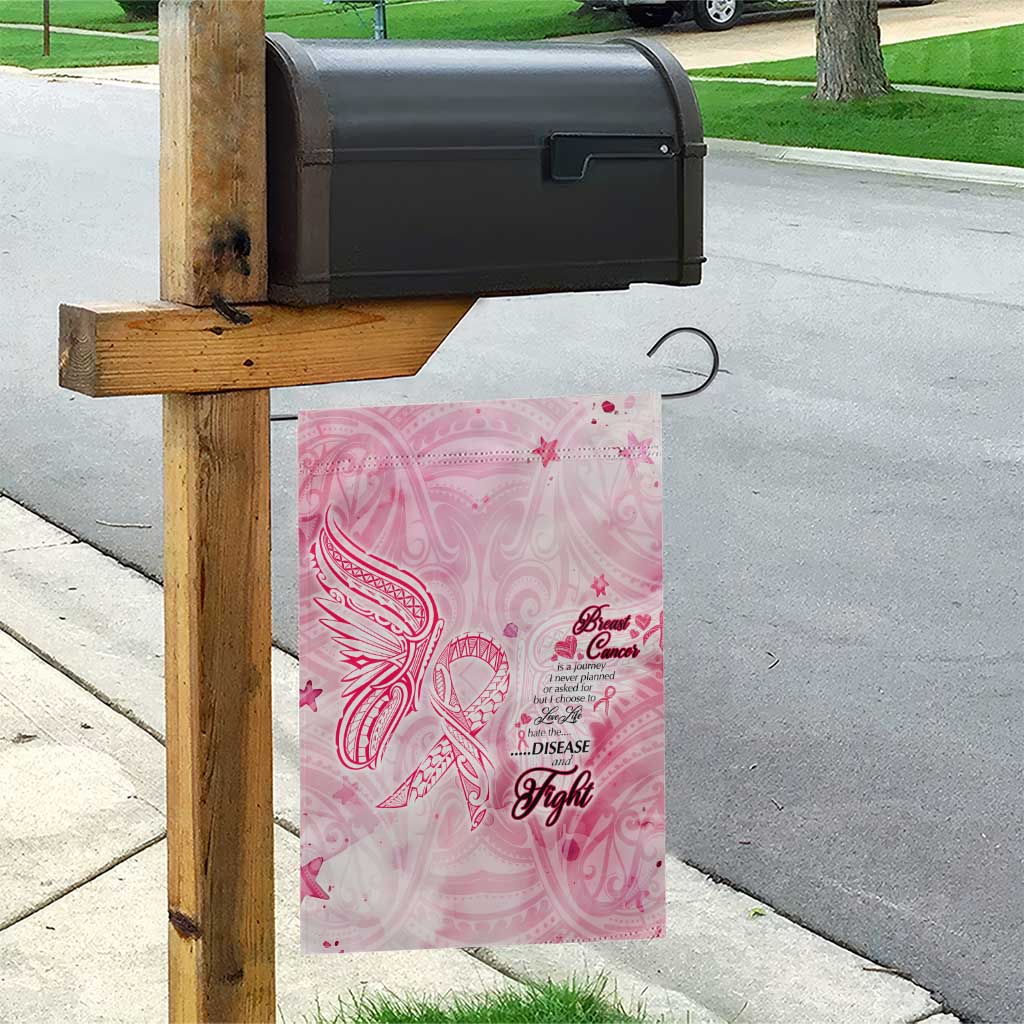 Breast Cancer Awareness Month Garden Flag Butterfly Polynesia Watercolor Pink DT02 - Polynesian Pride