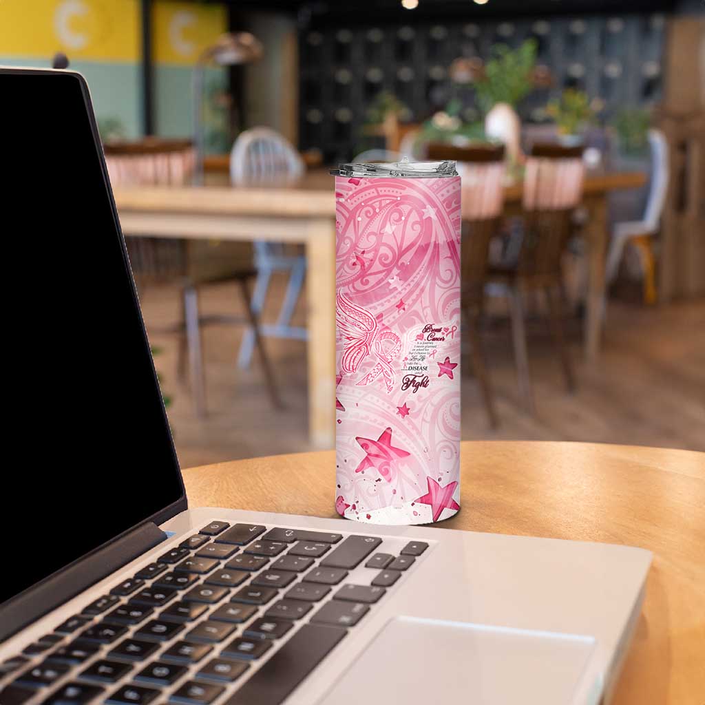 Breast Cancer Awareness Month Skinny Tumbler Butterfly Polynesia Watercolor Pink