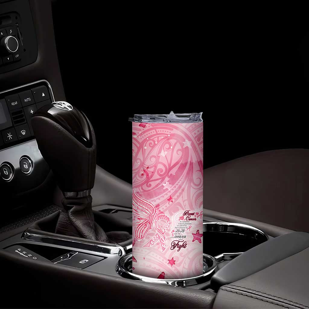 Breast Cancer Awareness Month Skinny Tumbler Butterfly Polynesia Watercolor Pink