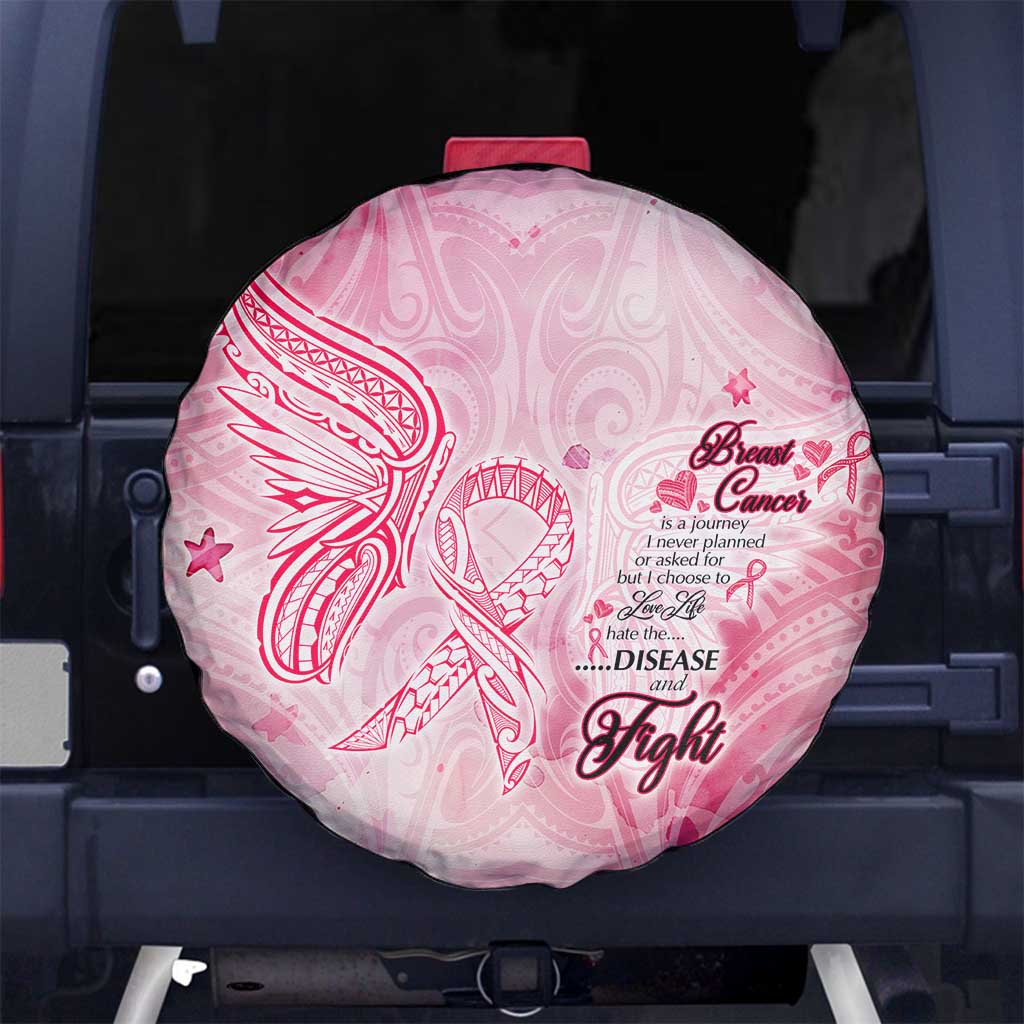 Breast Cancer Awareness Month Spare Tire Cover Butterfly Polynesia Watercolor Pink