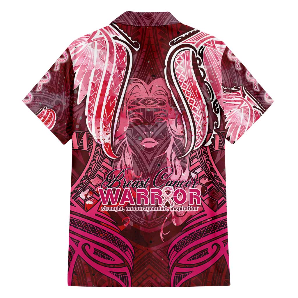 Breast Cancer Warrior Family Matching Long Sleeve Bodycon Dress and Hawaiian Shirt Angel Wings Polynesian Pattern DT02 - Polynesian Pride