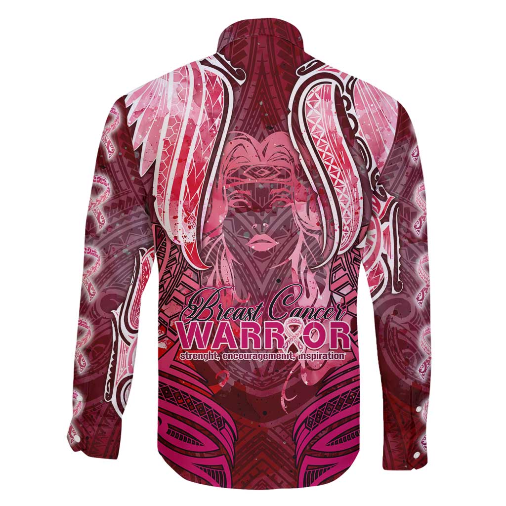 Breast Cancer Warrior Family Matching Off Shoulder Maxi Dress and Hawaiian Shirt Angel Wings Polynesian Pattern