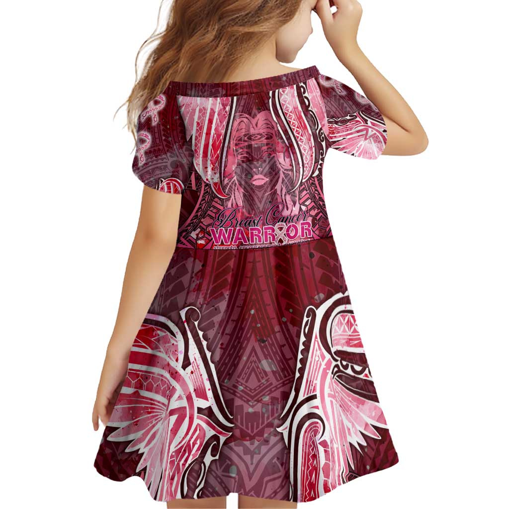 Breast Cancer Warrior Family Matching Puletasi and Hawaiian Shirt Angel Wings Polynesian Pattern