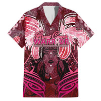 Breast Cancer Warrior Family Matching Short Sleeve Bodycon Dress and Hawaiian Shirt Angel Wings Polynesian Pattern DT02 Dad's Shirt - Short Sleeve Pink - Polynesian Pride