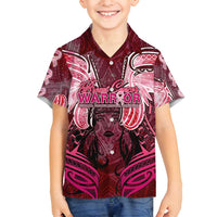 Breast Cancer Warrior Family Matching Summer Maxi Dress and Hawaiian Shirt Angel Wings Polynesian Pattern