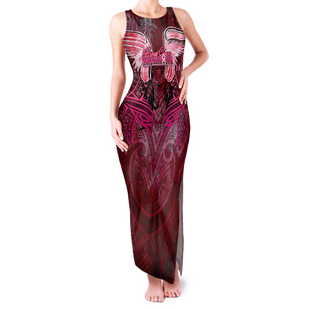 Breast Cancer Warrior Family Matching Tank Maxi Dress and Hawaiian Shirt Angel Wings Polynesian Pattern