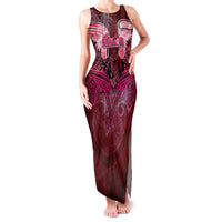 Breast Cancer Warrior Family Matching Tank Maxi Dress and Hawaiian Shirt Angel Wings Polynesian Pattern