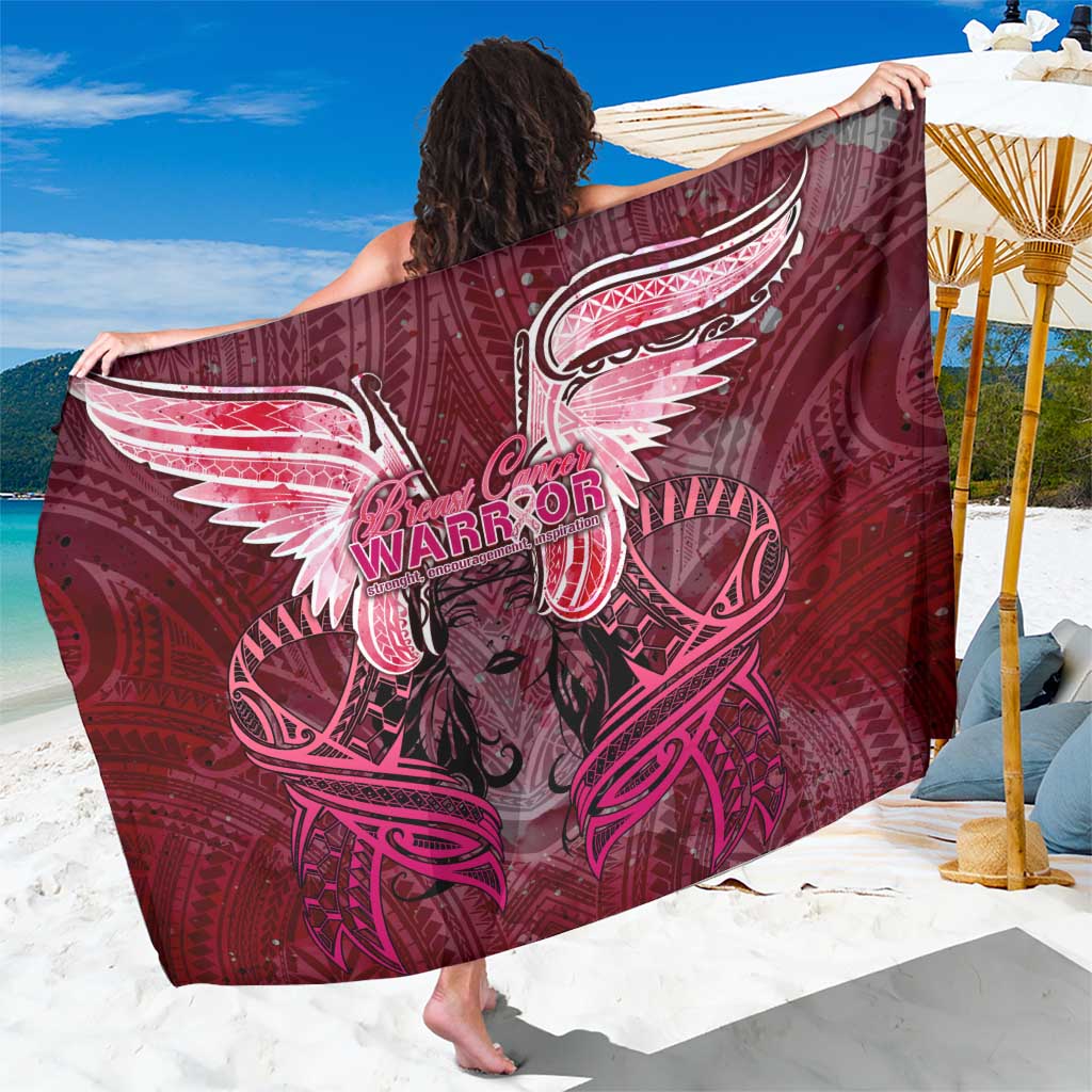 Breast Cancer Warrior Sarong Angel Wings Polynesian Pattern