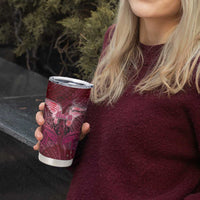 Breast Cancer Warrior Tumbler Cup Angel Wings Polynesian Pattern