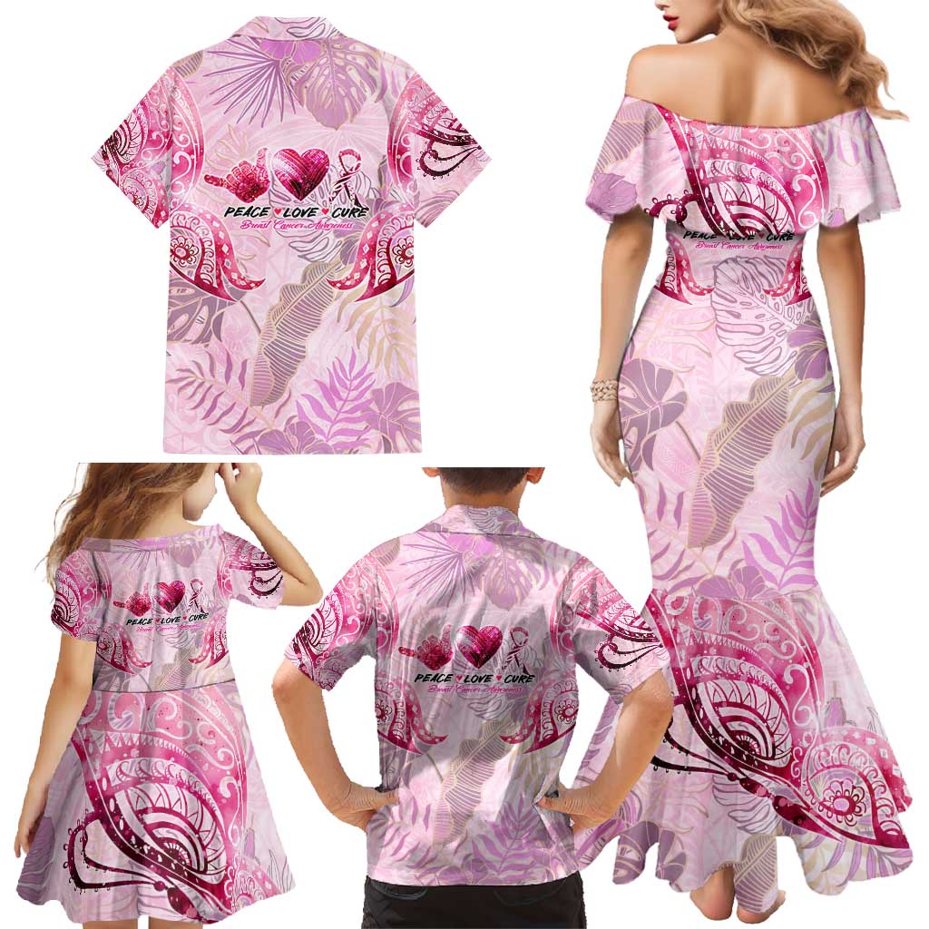 Breast Cancer Polynesian Family Matching Mermaid Dress and Hawaiian Shirt I Can Do All Things Through Christ DT02 - Polynesian Pride