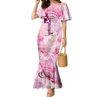 Breast Cancer Polynesian Family Matching Mermaid Dress and Hawaiian Shirt I Can Do All Things Through Christ DT02 Mom's Dress Pink - Polynesian Pride