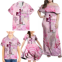 Breast Cancer Polynesian Family Matching Off Shoulder Maxi Dress and Hawaiian Shirt I Can Do All Things Through Christ DT02 - Polynesian Pride