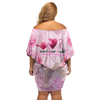 Breast Cancer Polynesian Family Matching Off Shoulder Short Dress and Hawaiian Shirt I Can Do All Things Through Christ DT02 - Polynesian Pride