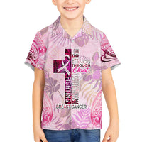 Breast Cancer Polynesian Family Matching Off Shoulder Short Dress and Hawaiian Shirt I Can Do All Things Through Christ DT02 Son's Shirt Pink - Polynesian Pride