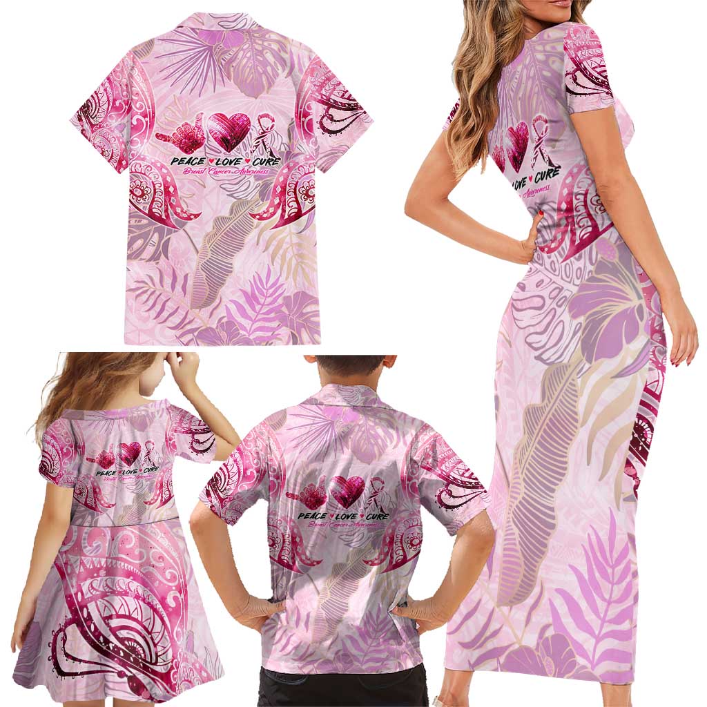 Breast Cancer Polynesian Family Matching Short Sleeve Bodycon Dress and Hawaiian Shirt I Can Do All Things Through Christ DT02 - Polynesian Pride