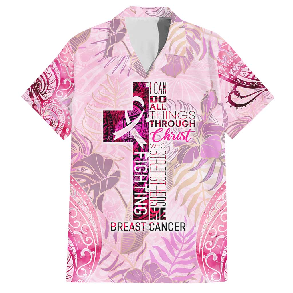Breast Cancer Polynesian Family Matching Short Sleeve Bodycon Dress and Hawaiian Shirt I Can Do All Things Through Christ DT02 Dad's Shirt - Short Sleeve Pink - Polynesian Pride