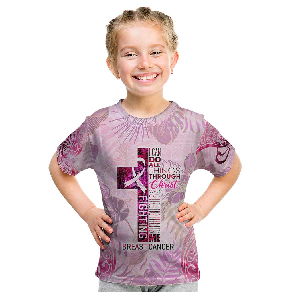 Breast Cancer Polynesian Kid T Shirt I Can Do All Things Through Christ