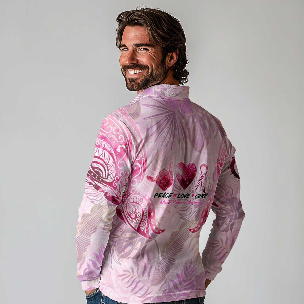 Breast Cancer Polynesian Long Sleeve Polo Shirt I Can Do All Things Through Christ DT02 - Polynesian Pride