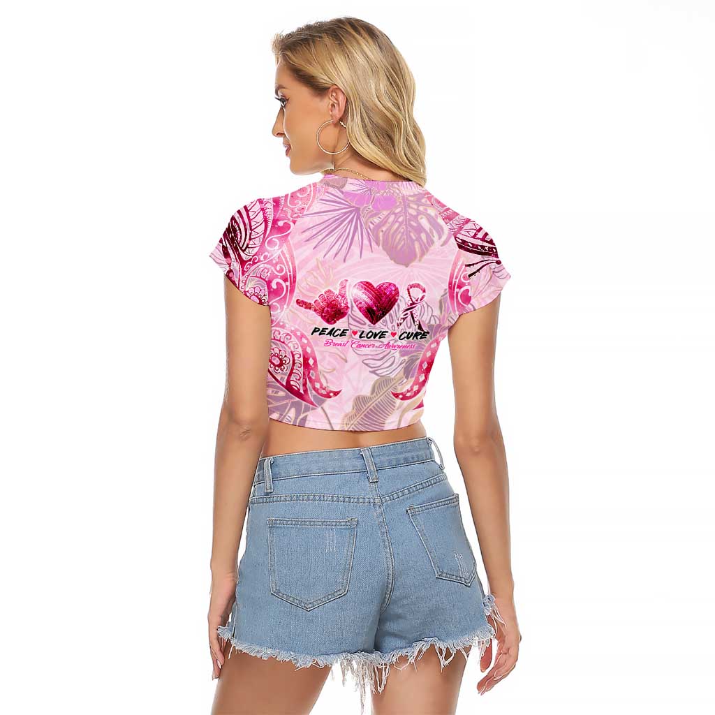 Breast Cancer Polynesian Raglan Cropped T Shirt I Can Do All Things Through Christ