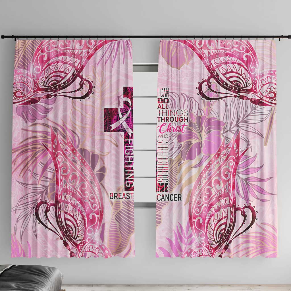 Breast Cancer Polynesian Window Curtain I Can Do All Things Through Christ