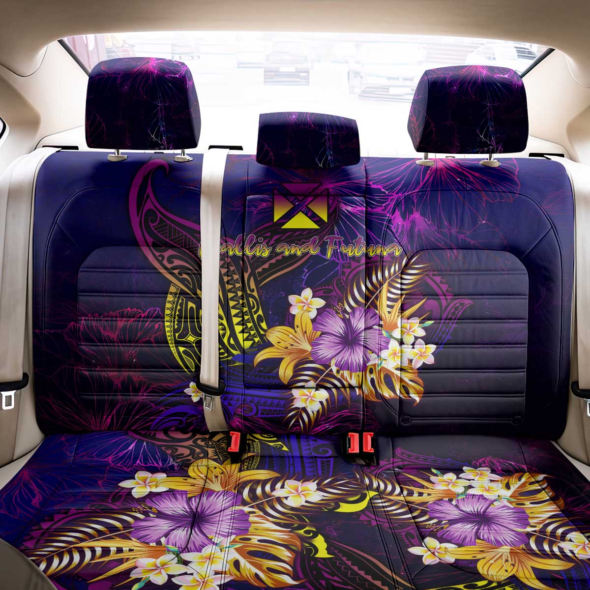Wallis and Futuna Back Car Seat Cover Whale Hibiscus Polynesian