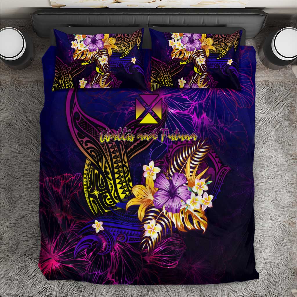 Wallis and Futuna Bedding Set Whale Hibiscus Polynesian