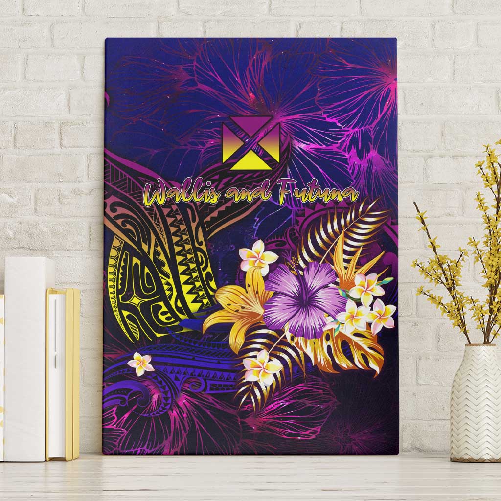 Wallis and Futuna Canvas Wall Art Whale Hibiscus Polynesian