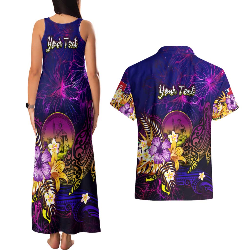 Wallis and Futuna Couples Matching Tank Maxi Dress and Hawaiian Shirt Whale Hibiscus Polynesian