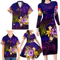 Wallis and Futuna Family Matching Long Sleeve Bodycon Dress and Hawaiian Shirt Whale Hibiscus Polynesian DT02 - Polynesian Pride
