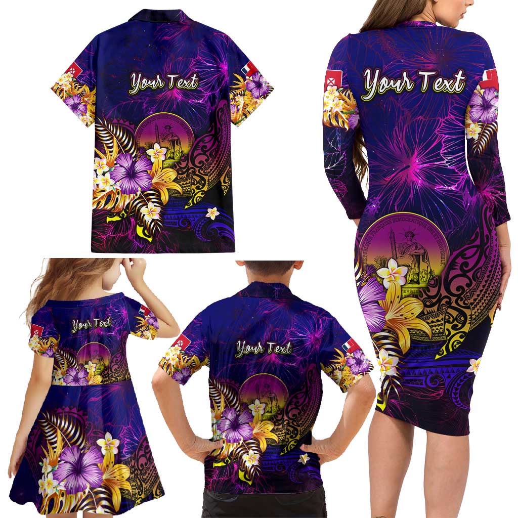 Wallis and Futuna Family Matching Long Sleeve Bodycon Dress and Hawaiian Shirt Whale Hibiscus Polynesian DT02 - Polynesian Pride