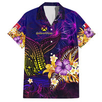 Wallis and Futuna Family Matching Long Sleeve Bodycon Dress and Hawaiian Shirt Whale Hibiscus Polynesian DT02 Dad's Shirt - Short Sleeve Purple - Polynesian Pride