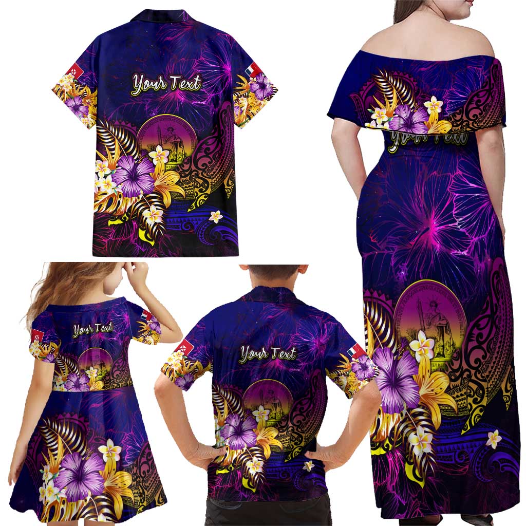 Wallis and Futuna Family Matching Off Shoulder Maxi Dress and Hawaiian Shirt Whale Hibiscus Polynesian DT02 - Polynesian Pride