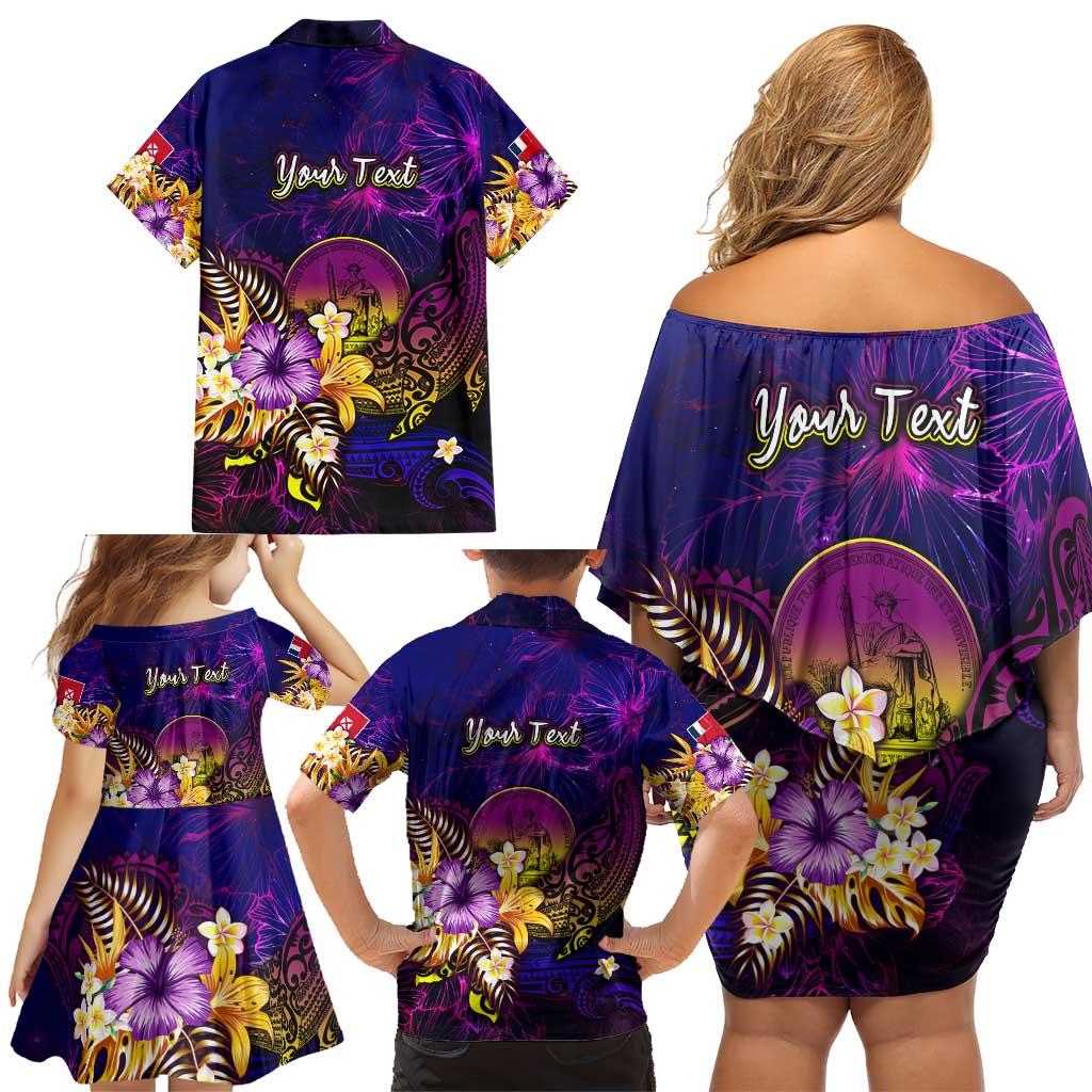 Wallis and Futuna Family Matching Off Shoulder Short Dress and Hawaiian Shirt Whale Hibiscus Polynesian DT02 - Polynesian Pride
