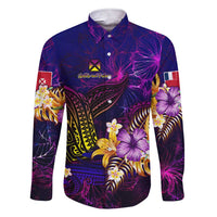 Wallis and Futuna Family Matching Short Sleeve Bodycon Dress and Hawaiian Shirt Whale Hibiscus Polynesian DT02 Dad's Shirt - Long Sleeve Purple - Polynesian Pride