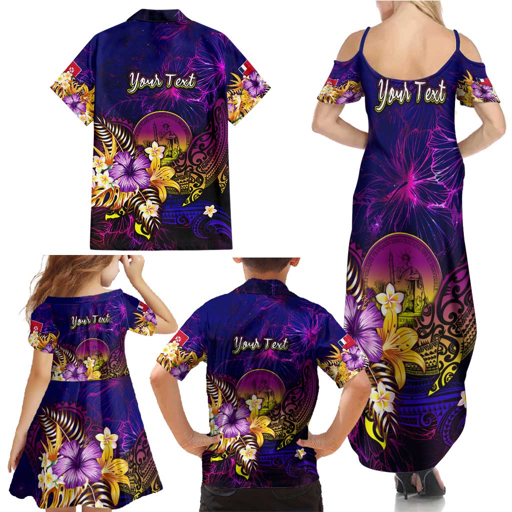 Wallis and Futuna Family Matching Summer Maxi Dress and Hawaiian Shirt Whale Hibiscus Polynesian DT02 - Polynesian Pride