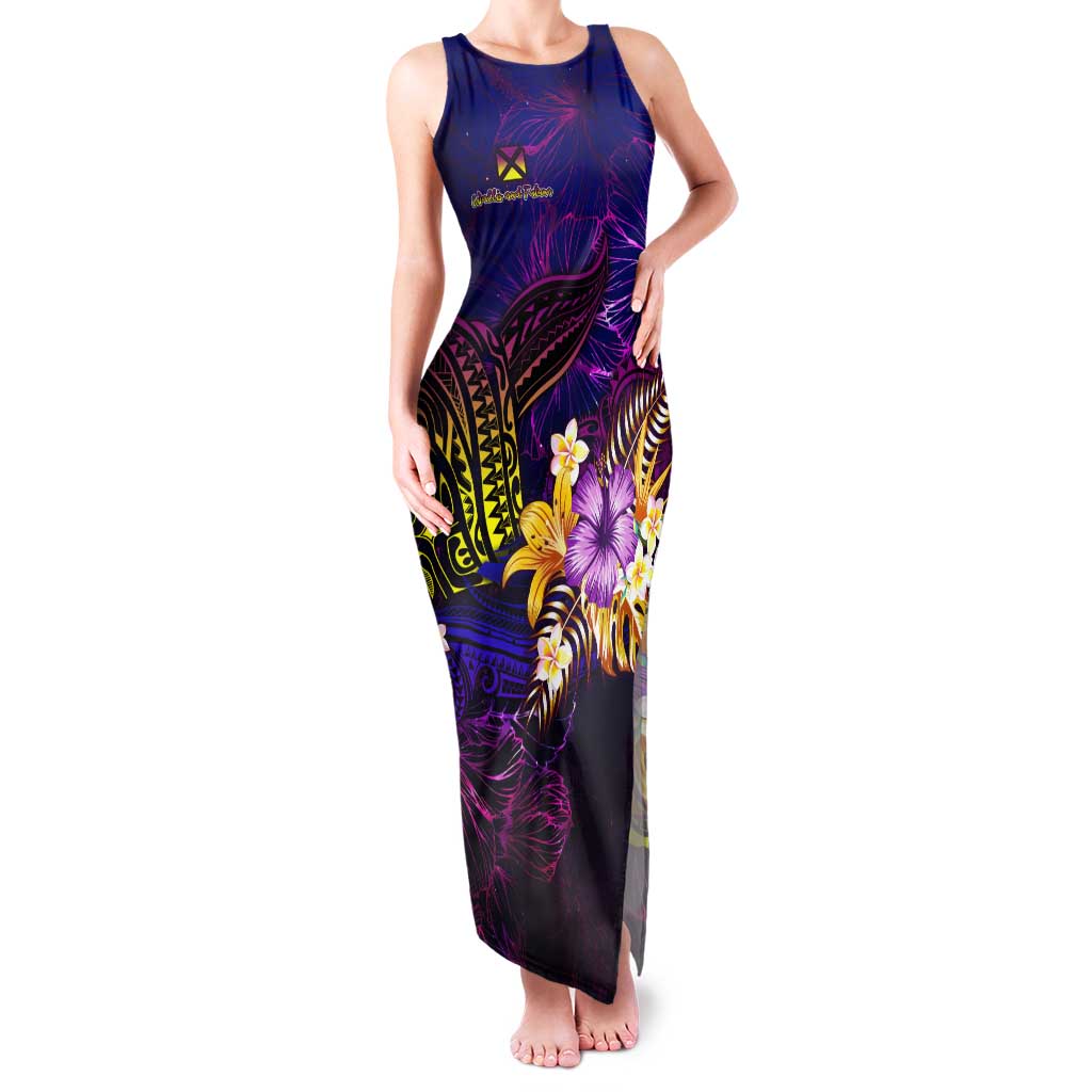 Wallis and Futuna Family Matching Tank Maxi Dress and Hawaiian Shirt Whale Hibiscus Polynesian DT02 Mom's Dress Purple - Polynesian Pride