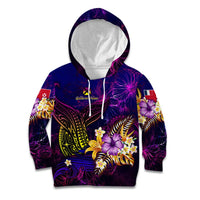 Wallis and Futuna Kid Hoodie Whale Hibiscus Polynesian