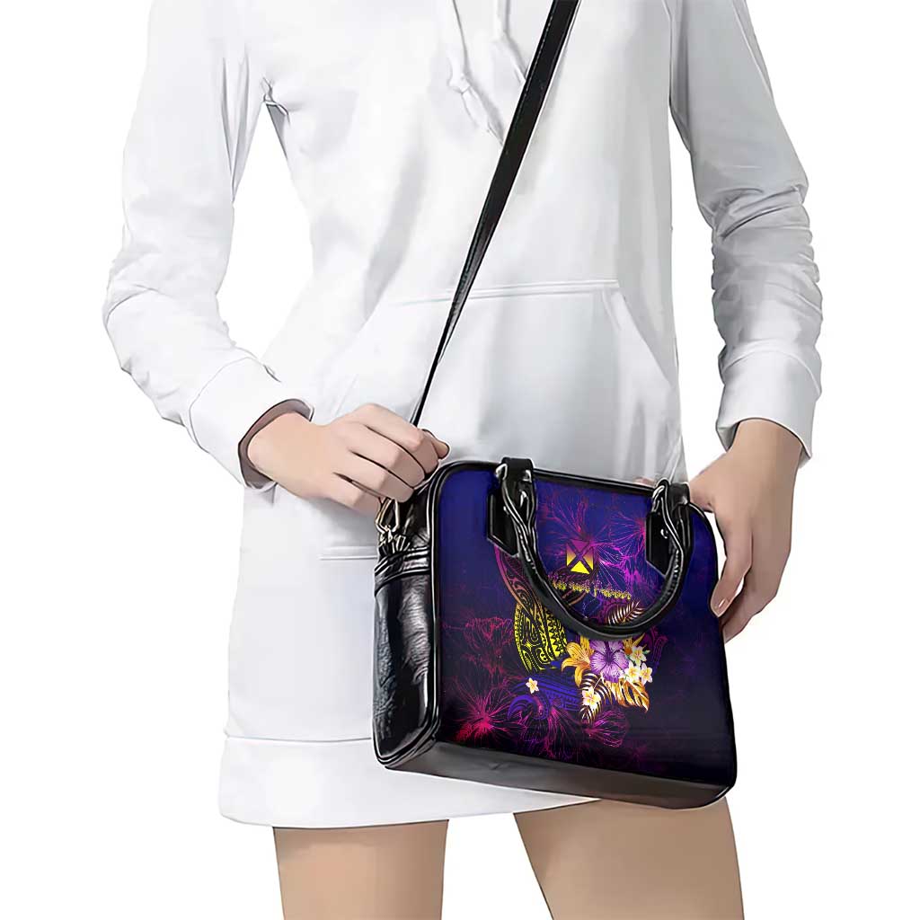 Wallis and Futuna Shoulder Handbag Whale Hibiscus Polynesian