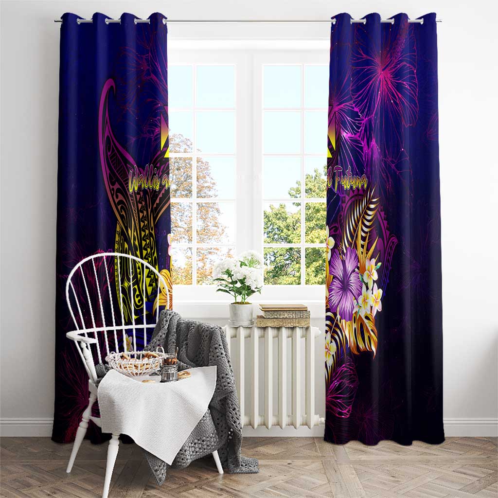 Wallis and Futuna Window Curtain Whale Hibiscus Polynesian