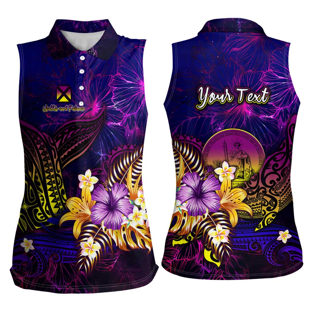 Wallis and Futuna Women Sleeveless Polo Shirt Whale Hibiscus Polynesian
