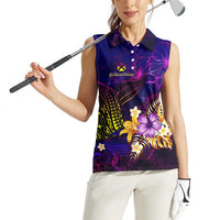Wallis and Futuna Women Sleeveless Polo Shirt Whale Hibiscus Polynesian