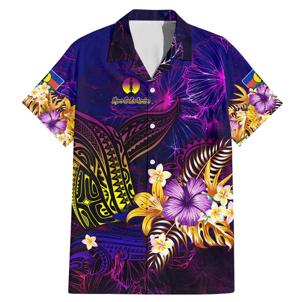 New Caledonia Family Matching Mermaid Dress and Hawaiian Shirt Whale Hibiscus Polynesian DT02 Dad's Shirt - Short Sleeve Purple - Polynesian Pride