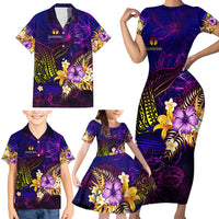New Caledonia Family Matching Short Sleeve Bodycon Dress and Hawaiian Shirt Whale Hibiscus Polynesian DT02 - Polynesian Pride