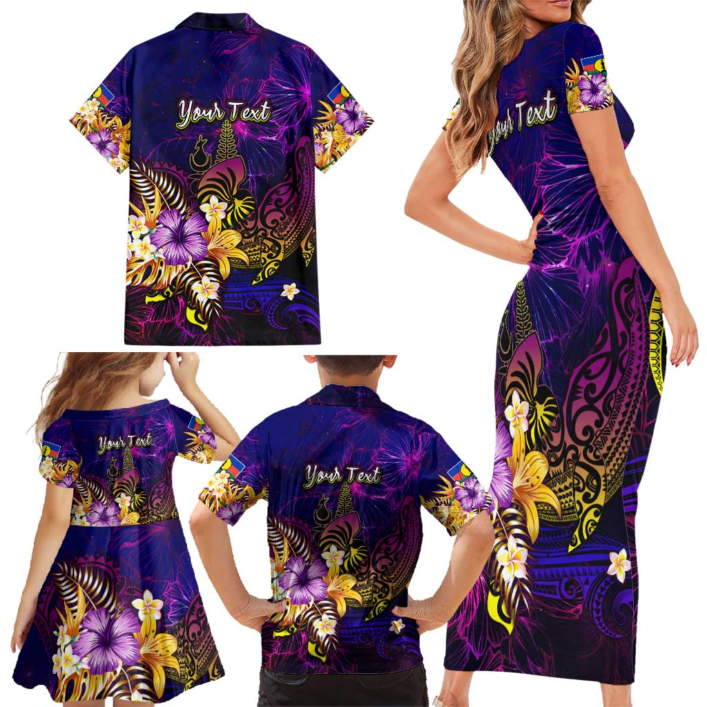New Caledonia Family Matching Short Sleeve Bodycon Dress and Hawaiian Shirt Whale Hibiscus Polynesian DT02 - Polynesian Pride